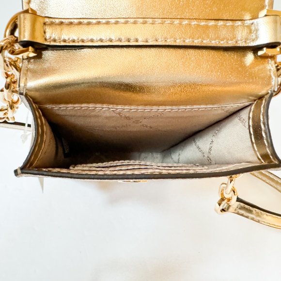 Michael Kors Carmen Small North South Phone Crossbody Bag Pale Gold - Picture 10 of 14